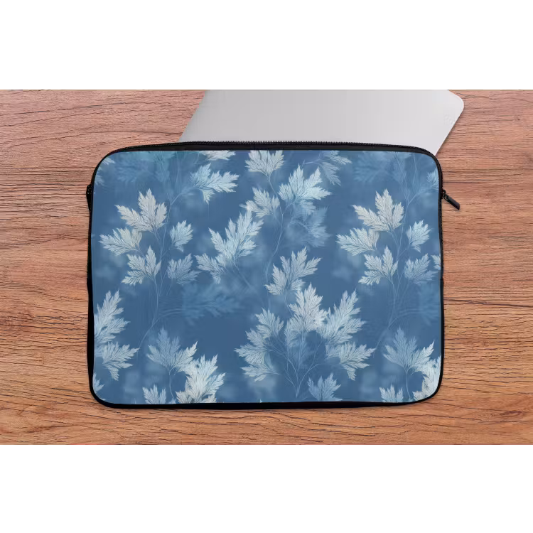 Laptophoes - Varen - Botanisch - Patroon - Grijsblauw — 2