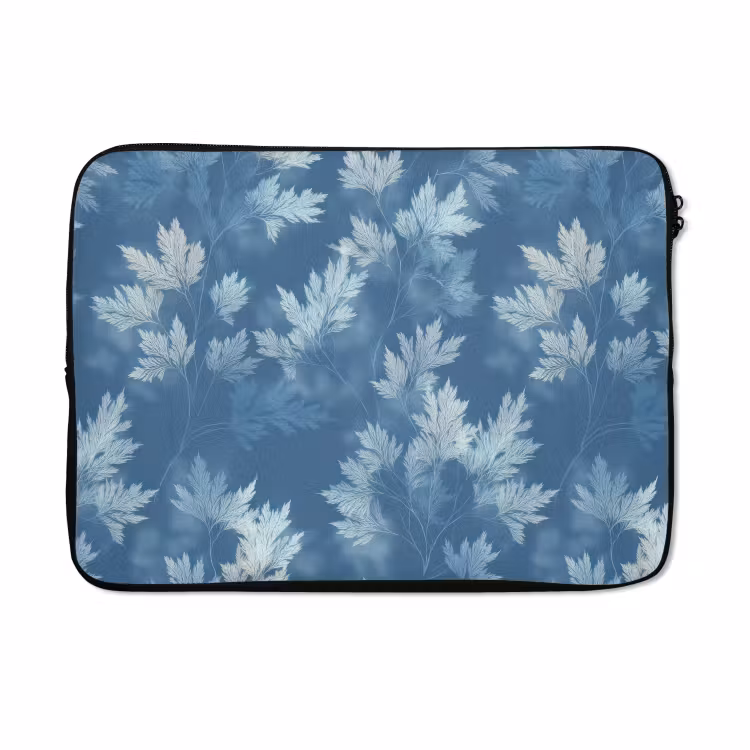 Laptophoes - Varen - Botanisch - Patroon - Grijsblauw — 5
