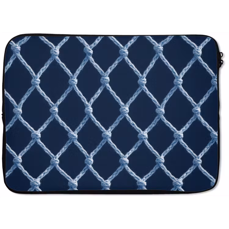 Laptophoes - Visnet - Touw - Patroon - Marineblauw — 1