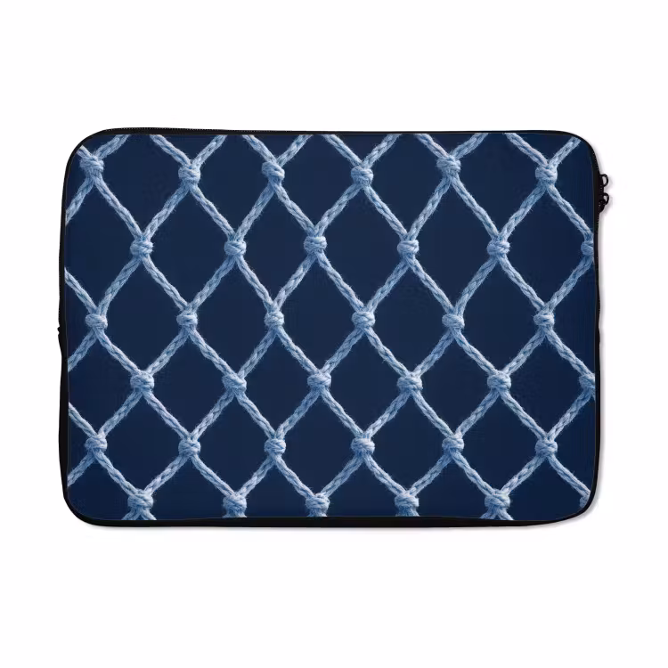 Laptophoes - Visnet - Touw - Patroon - Marineblauw — 5