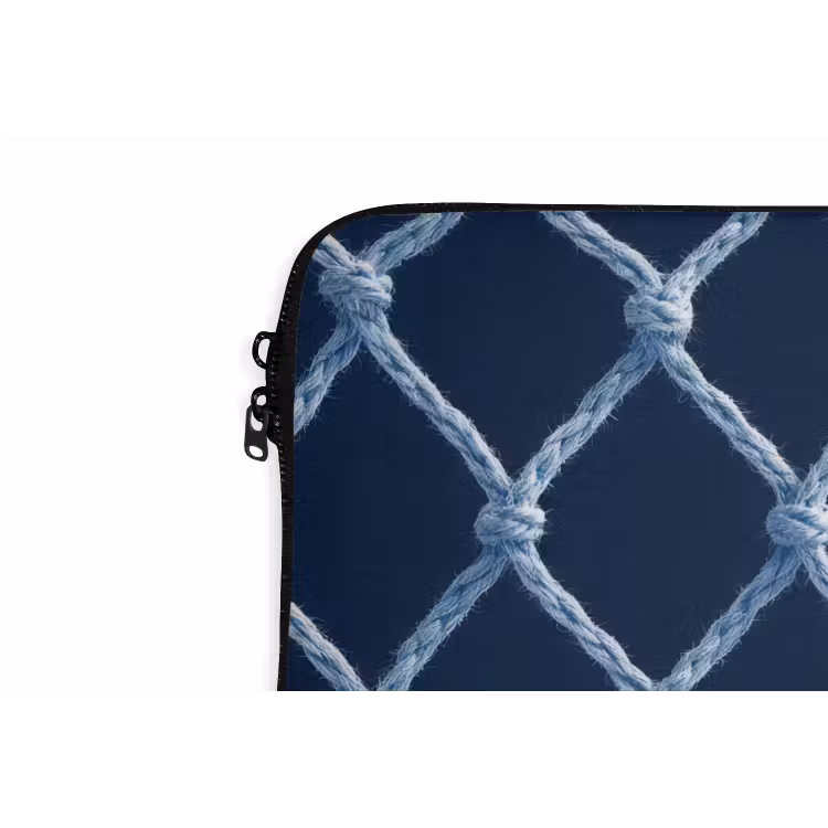 Laptophoes - Visnet - Touw - Patroon - Marineblauw — 6