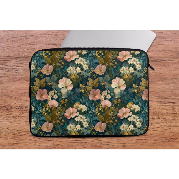 Laptophoes - Wilde bloemen - Botanisch - Patroon - Roze - Romantisch — 2
