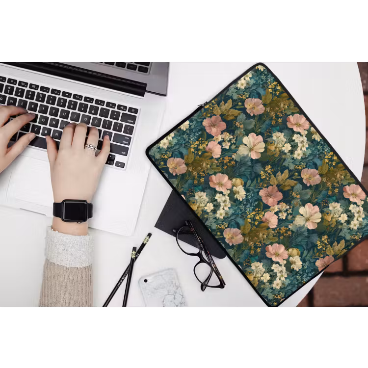 Laptophoes - Wilde bloemen - Botanisch - Patroon - Roze - Romantisch — 3