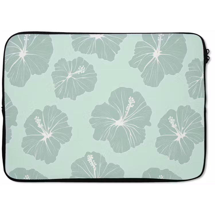 Laptophoes - Bloemen - Hibiscus - Mint — 1
