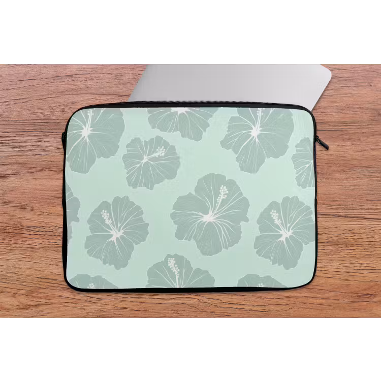 Laptophoes - Bloemen - Hibiscus - Mint — 2