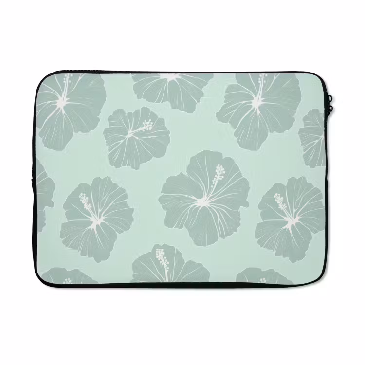 Laptophoes - Bloemen - Hibiscus - Mint — 5
