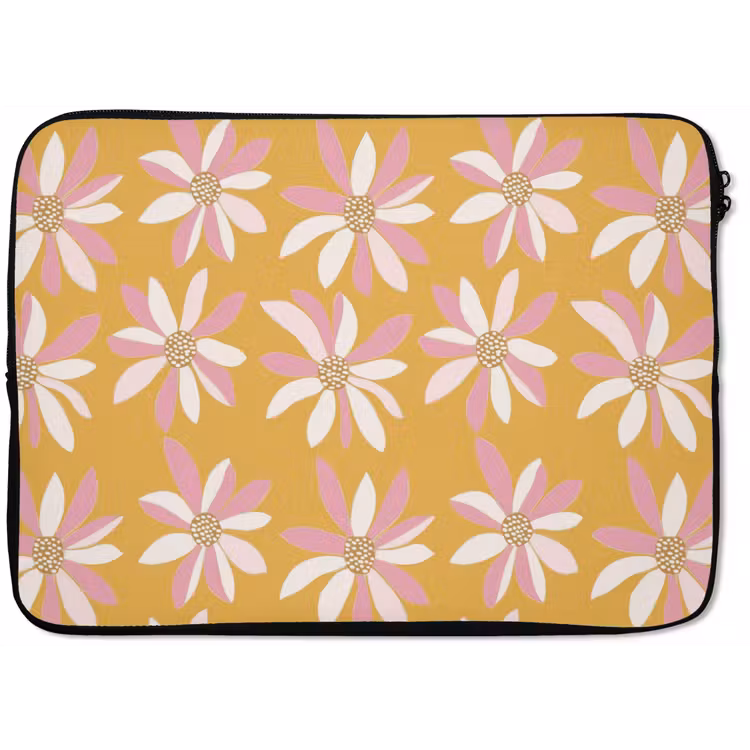 Laptophoes - Bloemen - Modern - Geel — 1