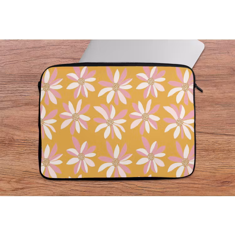 Laptophoes - Bloemen - Modern - Geel — 2
