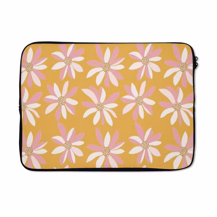 Laptophoes - Bloemen - Modern - Geel — 5