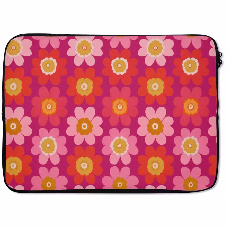 Laptophoes - Bloemen - Retro - Kleurrijk — 1