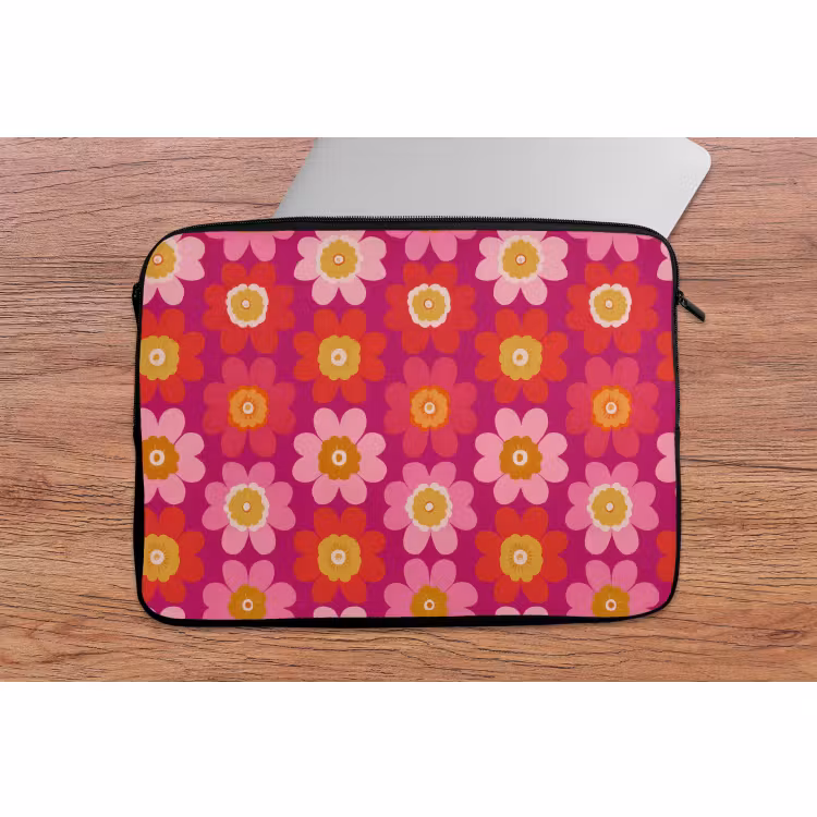 Laptophoes - Bloemen - Retro - Kleurrijk — 2