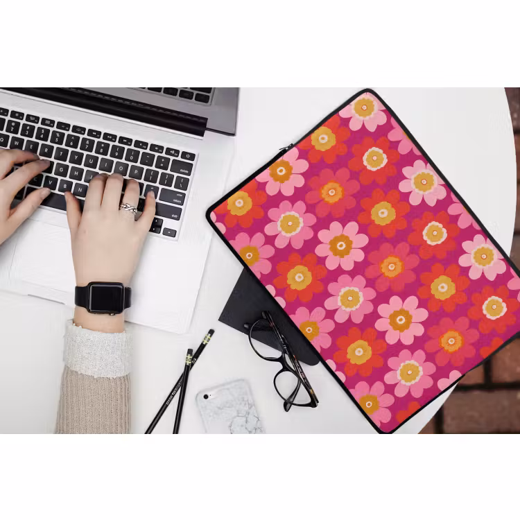 Laptophoes - Bloemen - Retro - Kleurrijk — 3