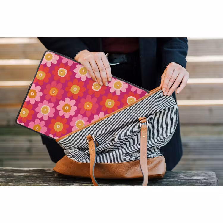Laptophoes - Bloemen - Retro - Kleurrijk — 4