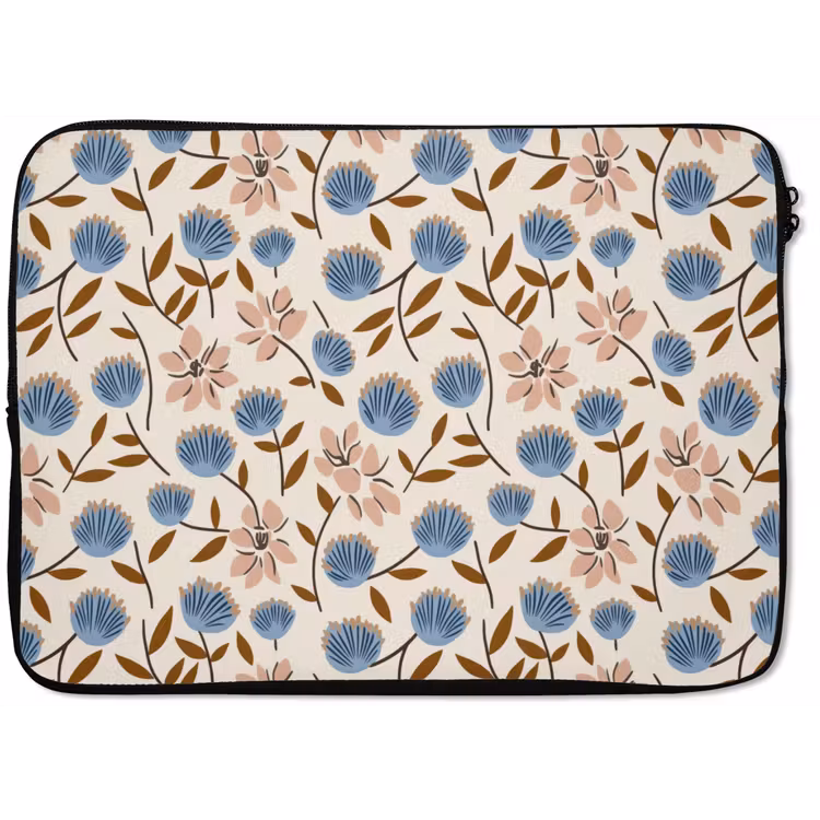 Laptophoes - Bloemen - Wild - Blauw — 1