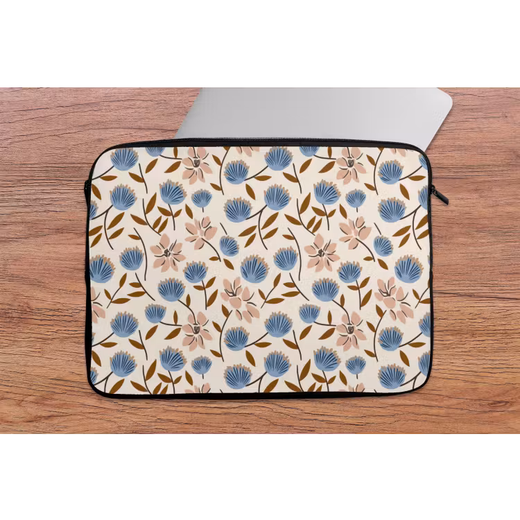 Laptophoes - Bloemen - Wild - Blauw — 2