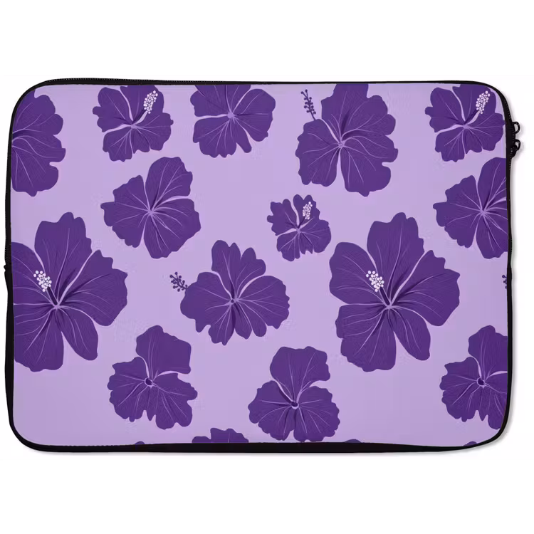 Laptophoes - Hibiscus - Bloemen - Paars — 1