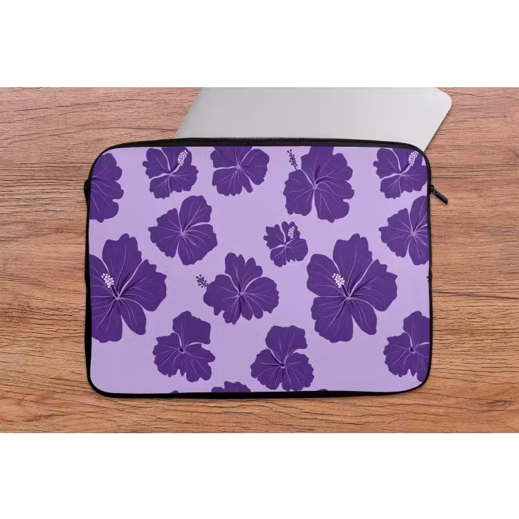 Laptophoes - Hibiscus - Bloemen - Paars — 2