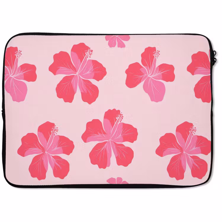 Laptophoes - Hibiscus - Bloemen - Roze — 1