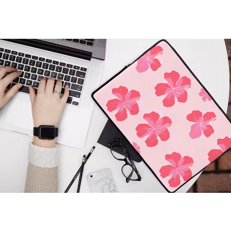 Laptophoes - Hibiscus - Bloemen - Roze — 3