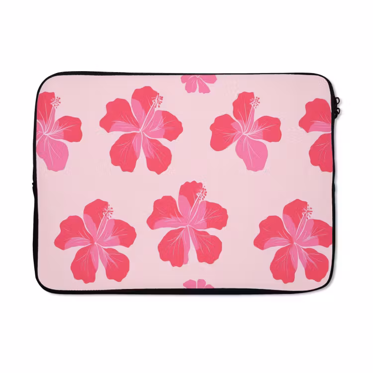 Laptophoes - Hibiscus - Bloemen - Roze — 5