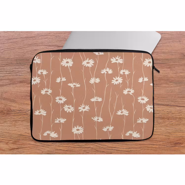 Laptophoes - Madeliefjes - Subtiel - Terracotta — 2