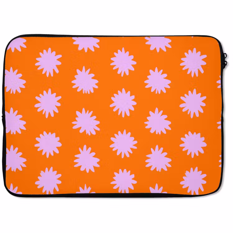 Laptophoes - Retro - Bloemen - Oranje — 1