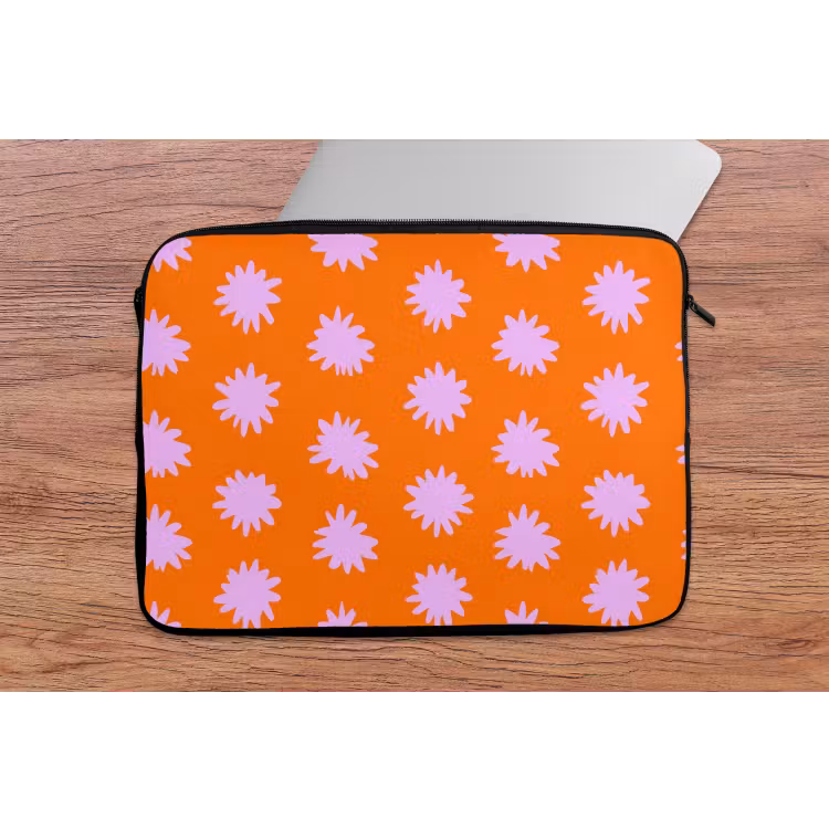 Laptophoes - Retro - Bloemen - Oranje — 2