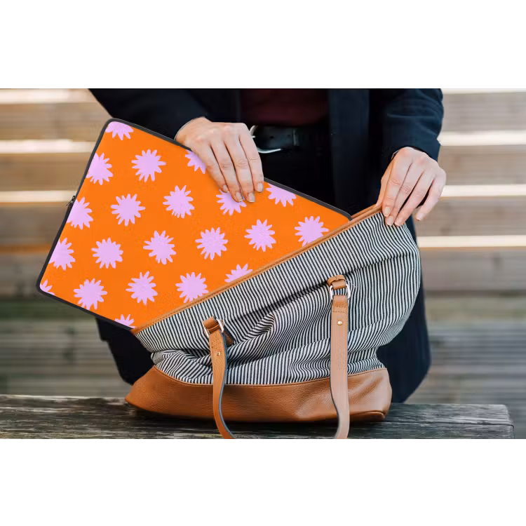 Laptophoes - Retro - Bloemen - Oranje — 4