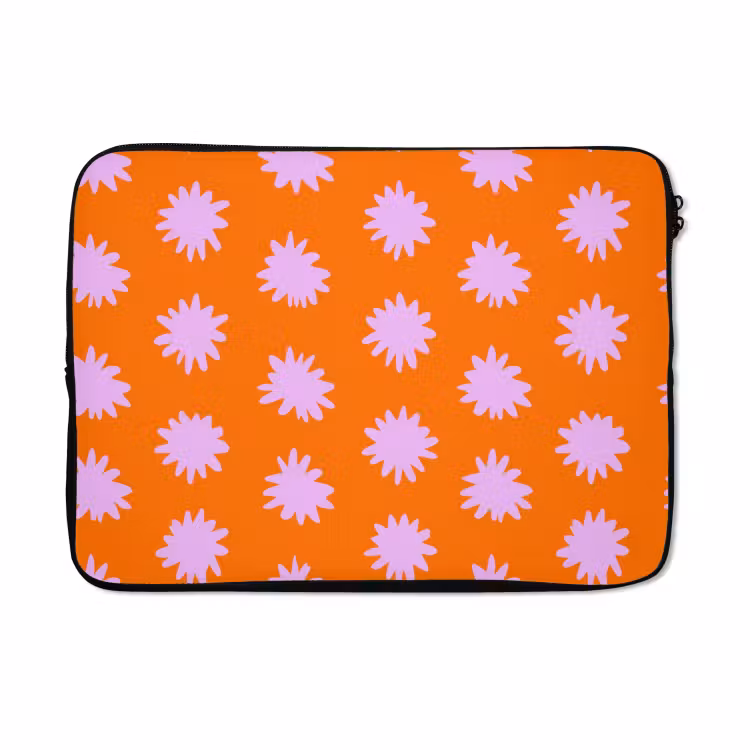 Laptophoes - Retro - Bloemen - Oranje — 5