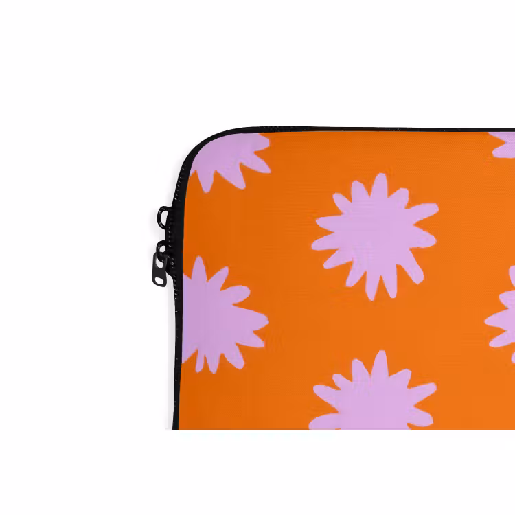 Laptophoes - Retro - Bloemen - Oranje — 6