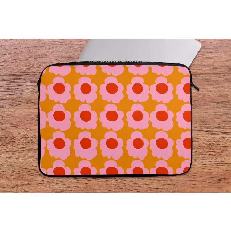 Laptophoes - Retro - Bloemen - Roze — 2