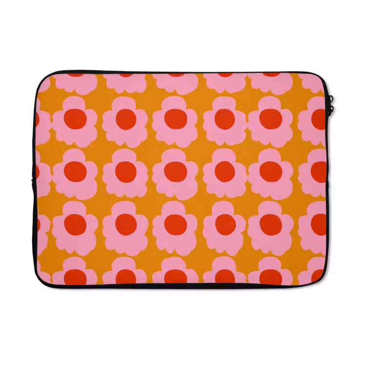 Laptophoes - Retro - Bloemen - Roze — 5