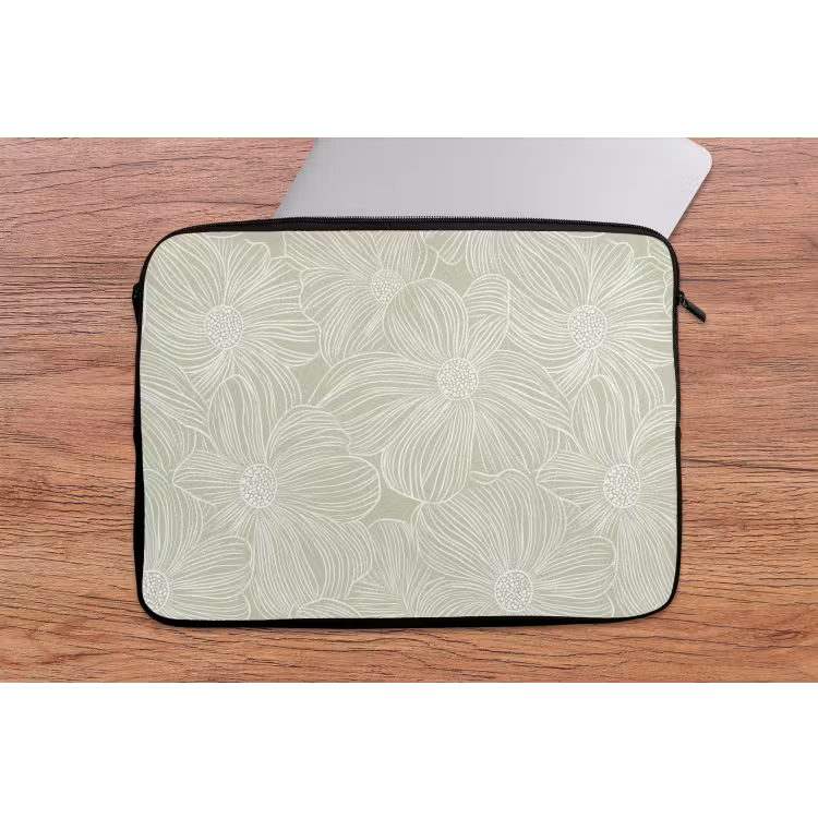 Laptophoes - Sereen - Bloemen - Groen — 2
