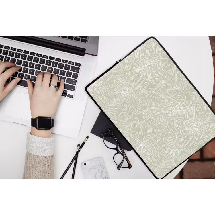 Laptophoes - Sereen - Bloemen - Groen — 3