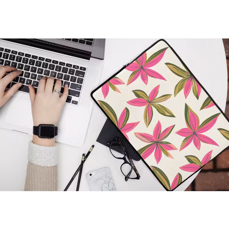 Laptophoes - Tropisch - Bloem - Roze — 3