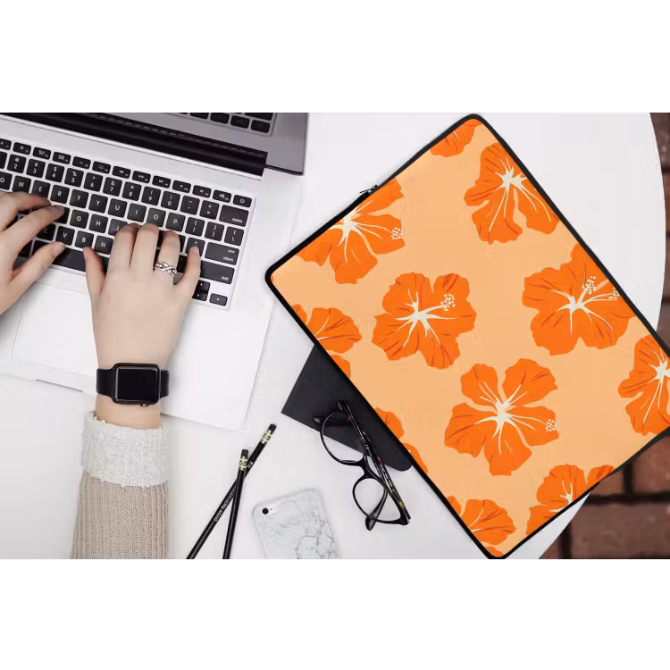 Laptophoes - Tropisch - Hibiscus - Oranje — 3