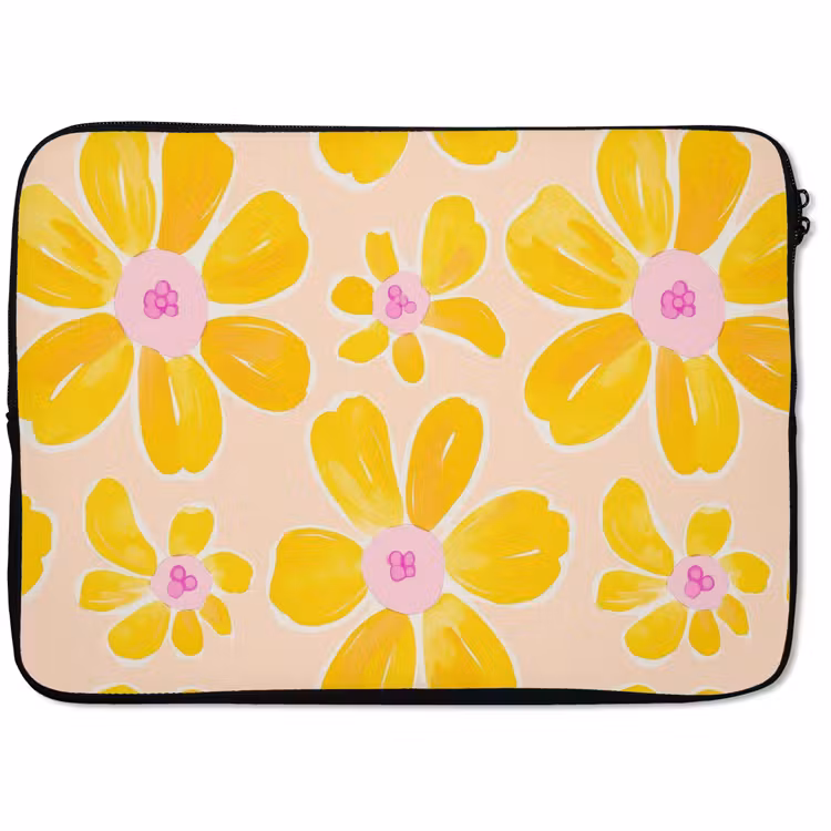 Laptophoes - Zomers - Bloemen - Geel — 1
