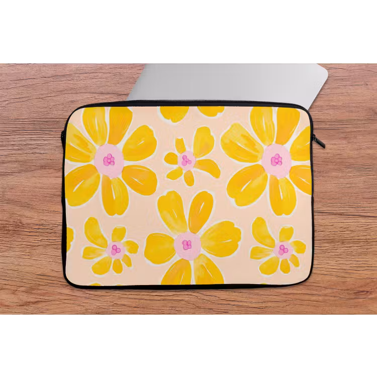 Laptophoes - Zomers - Bloemen - Geel — 2