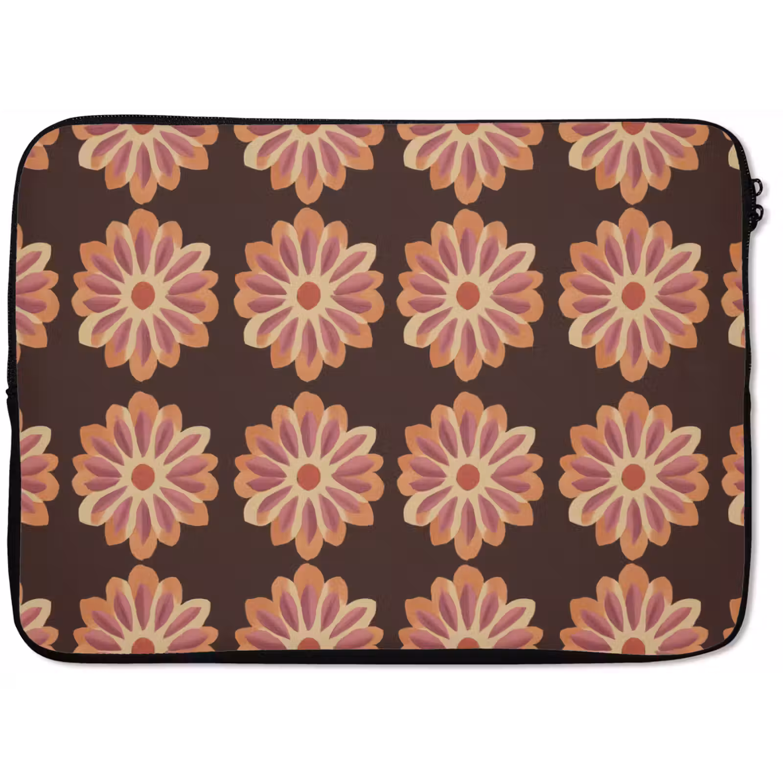 Laptophoes - Bloemen - Patroon - Bruin — 1