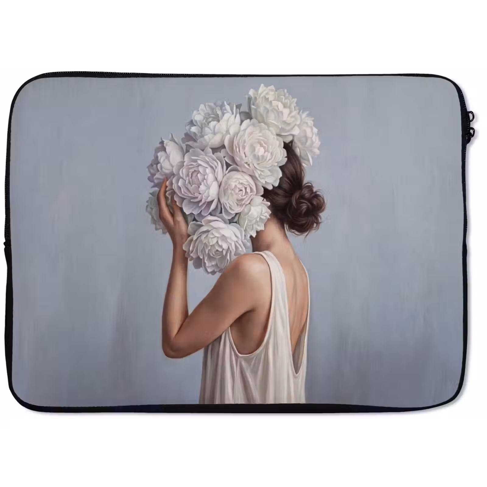 Laptophoes - Bloemen - Vrouw - Wit — 1