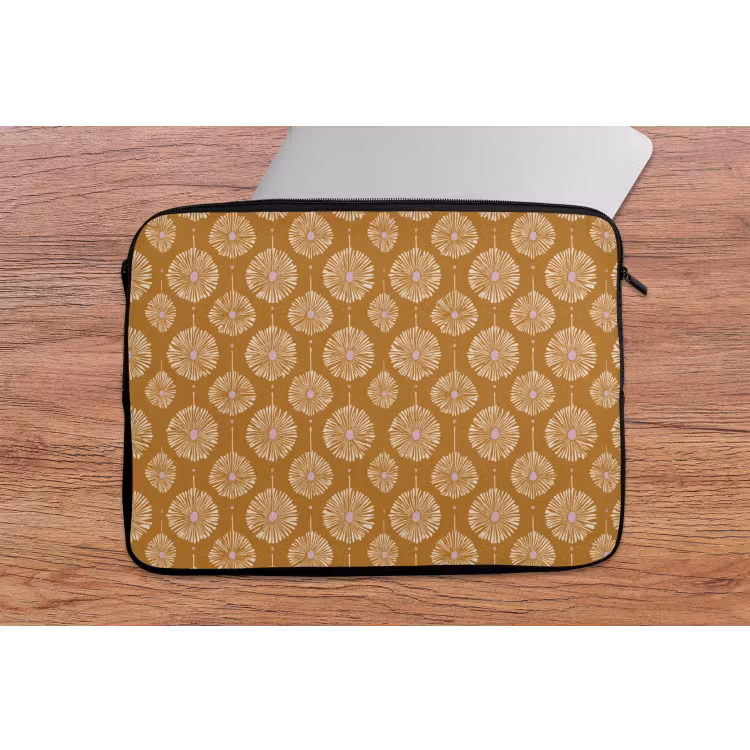 Laptophoes - Bloemen - Modern - Oker — 2