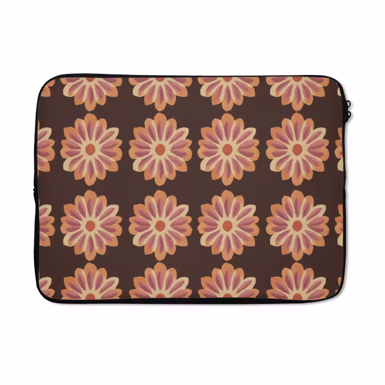 Laptophoes - Bloemen - Patroon - Bruin — 5