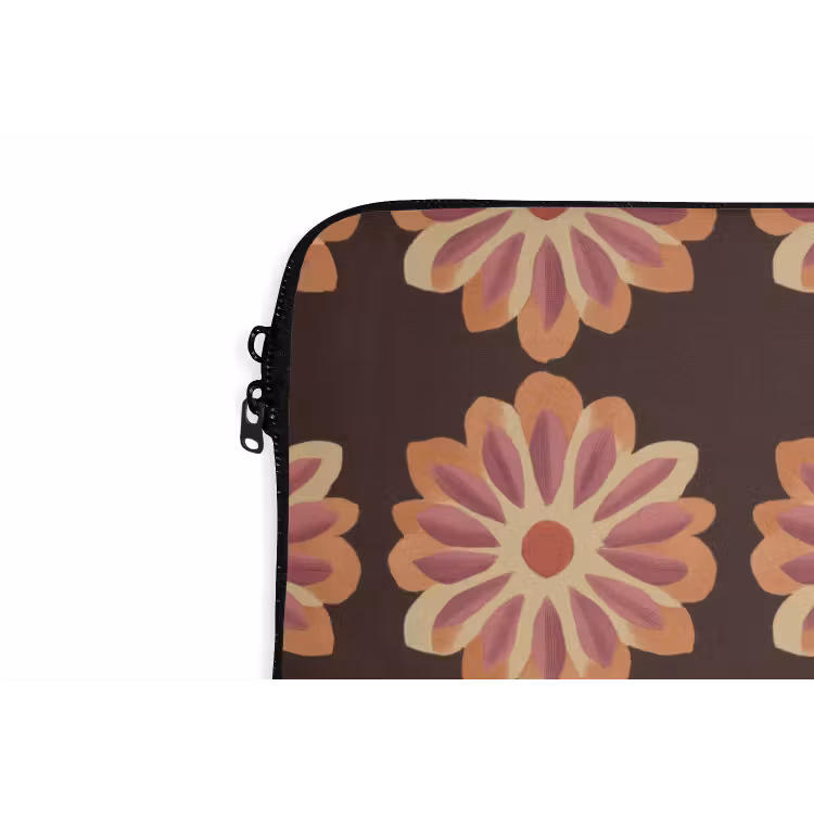 Laptophoes - Bloemen - Patroon - Bruin — 6
