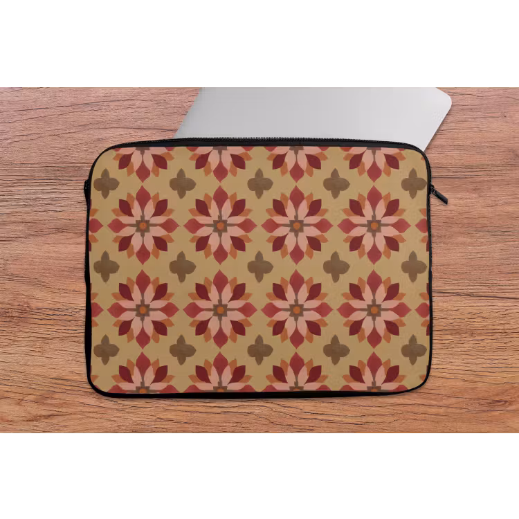 Laptophoes - Bloemen - Retro - Groen — 2