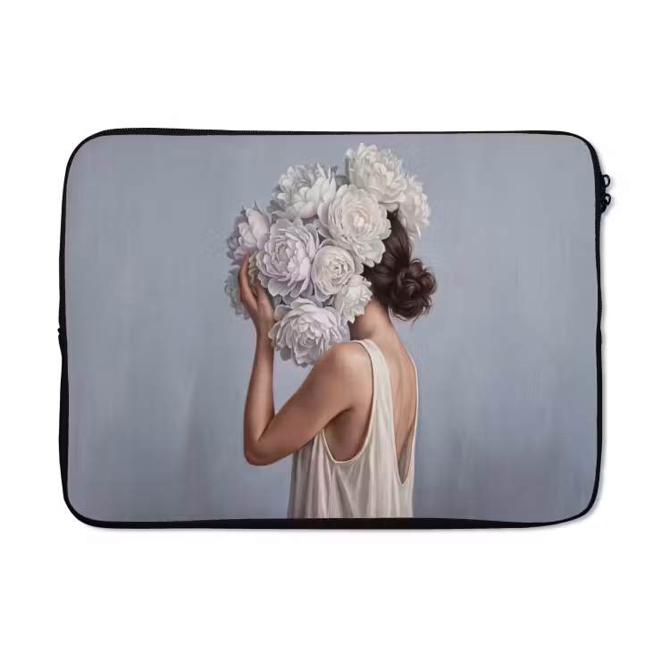 Laptophoes - Bloemen - Vrouw - Wit — 5