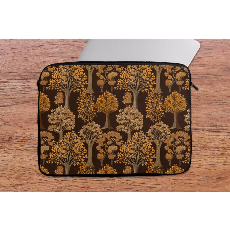 Laptophoes - Bomen - Patroon - Bruin — 2