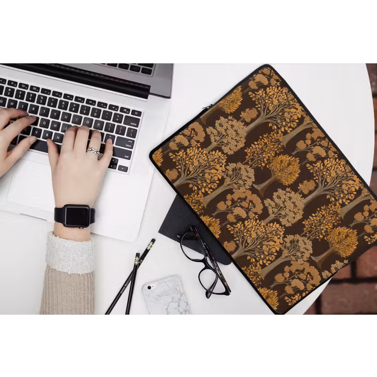 Laptophoes - Bomen - Patroon - Bruin — 3