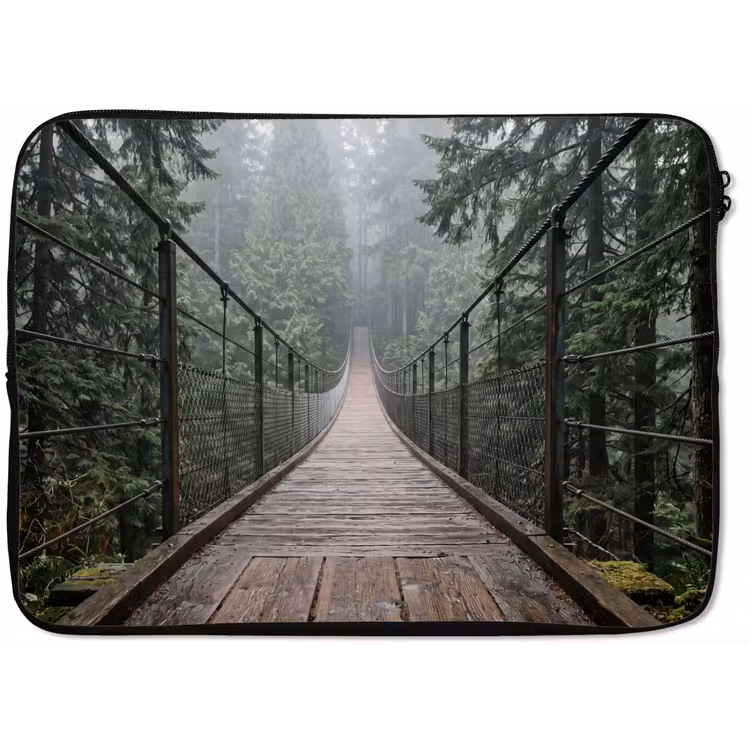 Laptophoes - Brug - Bos - Mist - Natuur — 1