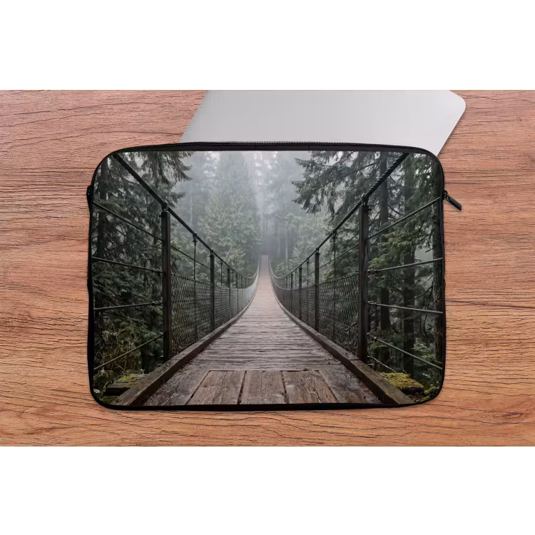 Laptophoes - Brug - Bos - Mist - Natuur — 2