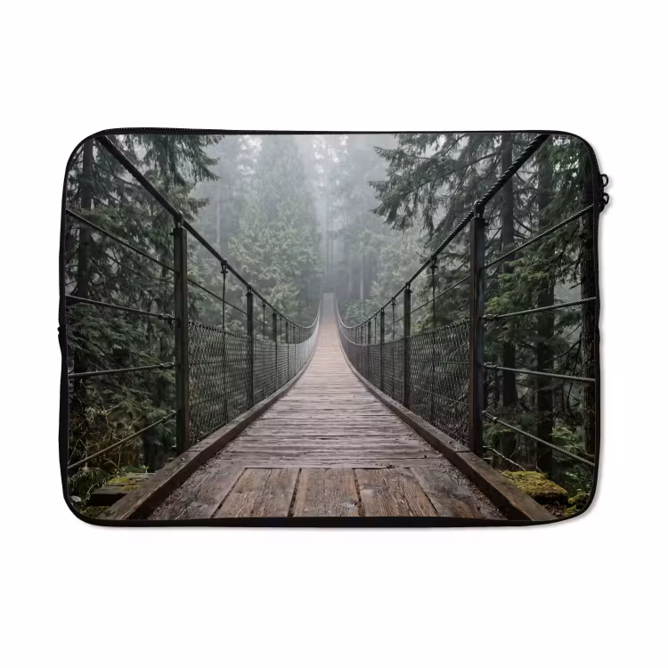 Laptophoes - Brug - Bos - Mist - Natuur — 5